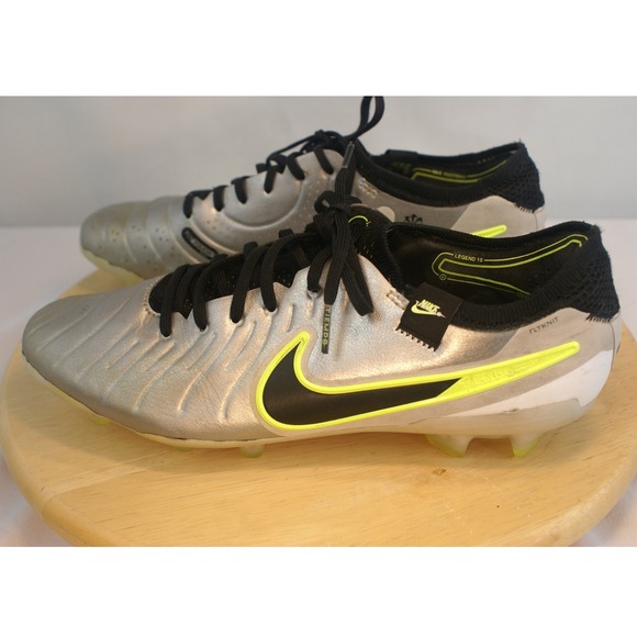 Nike Other - Nike Tiempo Legend 10 Elite FG Soccer Cleats Silver Volt DV4328-001 Mens 8.5